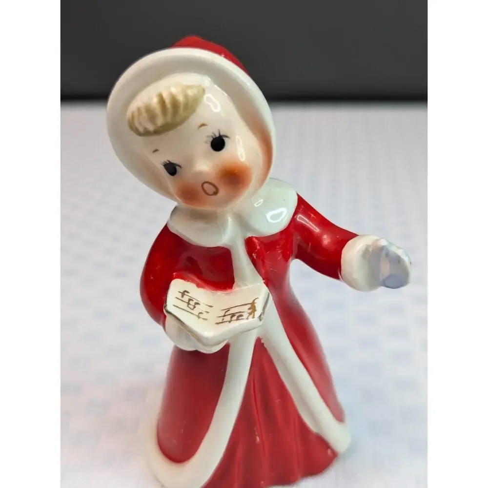 Vintage Napco Japan Christmas Caroler Girl Single Salt N Pepper Shaker
